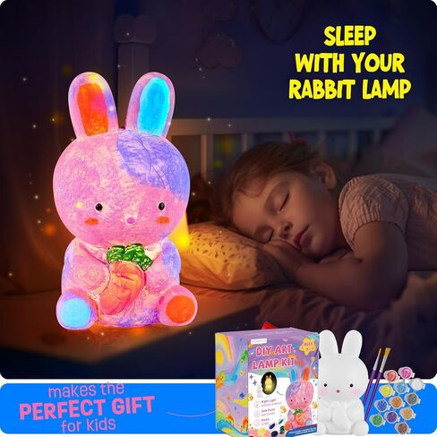 Paint Your Own Lamp kit - DIY Painting Kit, Painting Kit Arts & Crafts for Kids Ages 8-12, Art Supplies Birthday Easter Party Holiday Gift, Girls Boy Gift Ages 3 4 5 6 7 8 9 10 11 12+ (Rabbit) in Saudi Arabia