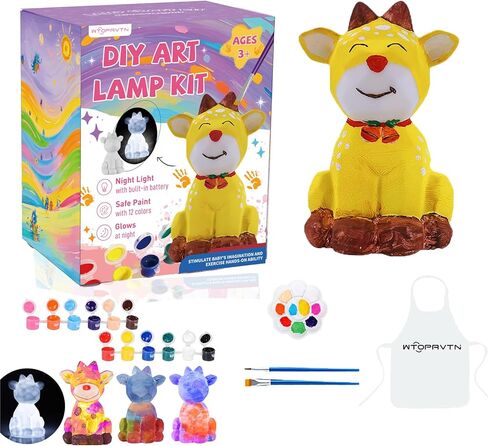 قم بطلاء مجموعة مصباحك الخاصة - مجموعة الطلاء DIY ، فنون الطلاء والحرفية للأطفال الذين تتراوح أعمارهم بين 8 و 12 عامًا ، مستلزمات فنية هدية عيد ميلاد عيد الفصح ، هدية فتيات الفتيات الأعمار 3 5 6 7 8 9 10 11 12+ (أرنب) in Kuwait