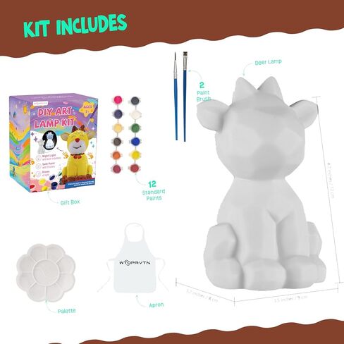 قم بطلاء مجموعة مصباحك الخاصة - مجموعة الطلاء DIY ، فنون الطلاء والحرفية للأطفال الذين تتراوح أعمارهم بين 8 و 12 عامًا ، مستلزمات فنية هدية عيد ميلاد عيد الفصح ، هدية فتيات الفتيات الأعمار 3 5 6 7 8 9 10 11 12+ (أرنب) in Kuwait
