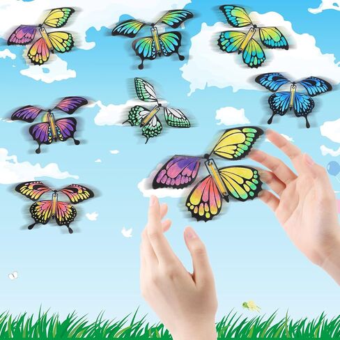 44 PCS Flying Butterfly Craft Kit مع 32 WIND UP Butterflies و 12 Pens Pelects Paint Paint White Paper Butterflies DIY DIY Game School Activity Hight (Style 2) in Kuwait
