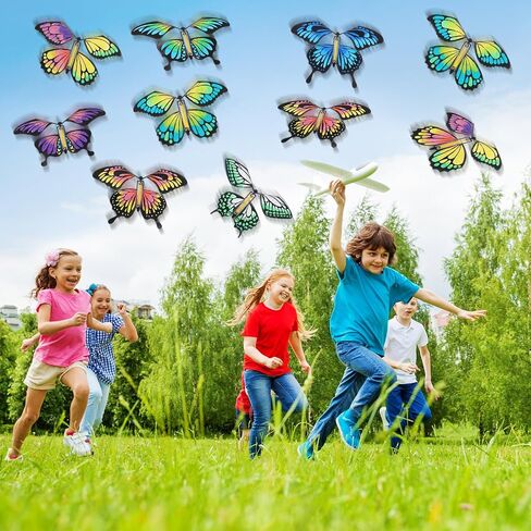 44 PCS Flying Butterfly Craft Kit مع 32 WIND UP Butterflies و 12 Pens Pelects Paint Paint White Paper Butterflies DIY DIY Game School Activity Hight (Style 2) in Kuwait