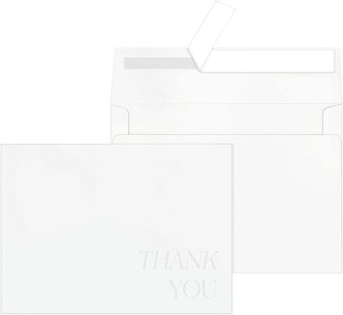5x7 Envelopes for Invitations A7 Envelopes with Debossed Thank You Lettering Font(White, 50 Qty) in Saudi Arabia