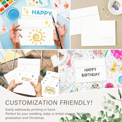 5x7 Envelopes for Invitations A7 Envelopes with Debossed Thank You Lettering Font(White, 50 Qty) in Saudi Arabia