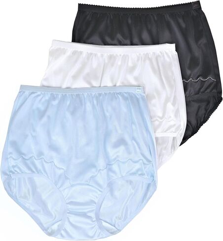 Dixie Belle 719 Scallop Trim High Waist Full Coverage Panty (3 Pack) (5, White) in Saudi Arabia