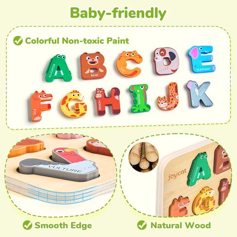Joycat Wooden Animal Alphabet Buzzles للأطفال الصغار 1-3 ، 26 قطعة رسائل ، لعبة Montessori ABC التعلم ، هدايا ل 1 2 3 4 صبي عمرها 5 سنوات ، أنشطة تعلم ما قبل المدرسة in Saudi Arabia