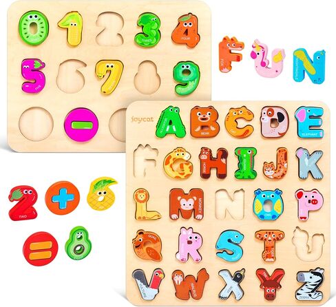 Joycat Wooden Animal Alphabet Buzzles للأطفال الصغار 1-3 ، 26 قطعة رسائل ، لعبة Montessori ABC التعلم ، هدايا ل 1 2 3 4 صبي عمرها 5 سنوات ، أنشطة تعلم ما قبل المدرسة in Saudi Arabia