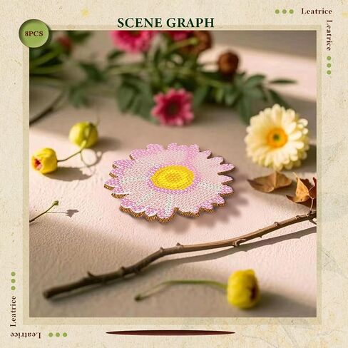 Leatrice 8PCS Flower Diamond Art Coasters Small Diamond Painting Kits for Adults Beginners Women Gem Art Coasters with Holder Funny DIY Crafts for Home Decor in Kuwait