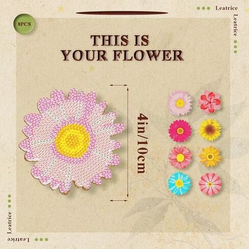 Leatrice 8PCS Flower Diamond Art Coasters Small Diamond Painting Kits for Adults Beginners Women Gem Art Coasters with Holder Funny DIY Crafts for Home Decor in Kuwait
