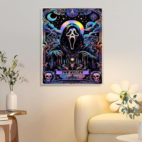 SOTYIOO Halloween Diamond Art Kits for Adults. Halloween Diamond Painting kit for Adults Full Drill Round Gem Art 5D Diamond Dots Suitable Home Wall Decor 12x16inch in Kuwait