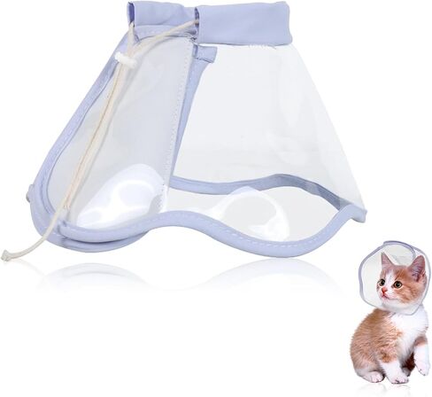 Andiker Cat Cone Collar, Folding Adjustable Cat Recovery Collar with Drawstrings Lightweight Transparent Elizabeth Collar for Dogs and Cats Kittens to Stop Licking and Scratching (Purple, S) in Saudi Arabia