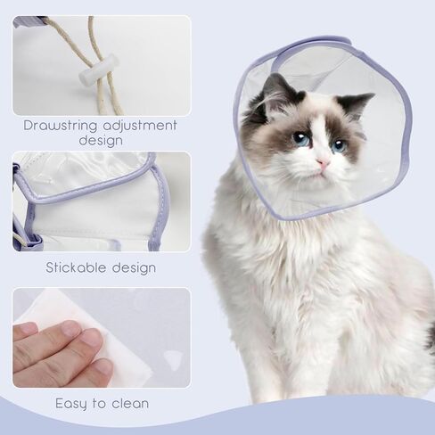 Andiker Cat Cone Collar, Folding Adjustable Cat Recovery Collar with Drawstrings Lightweight Transparent Elizabeth Collar for Dogs and Cats Kittens to Stop Licking and Scratching (Purple, S) in Saudi Arabia