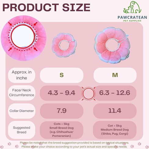 Adjustable Flower-Shaped Soft Recovery Collar for Cats and Small Dogs Only, Comfortable Protective Neck Pillow, Pink, Small in Saudi Arabia