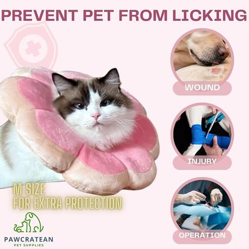 Adjustable Flower-Shaped Soft Recovery Collar for Cats and Small Dogs Only, Comfortable Protective Neck Pillow, Pink, Small in Saudi Arabia