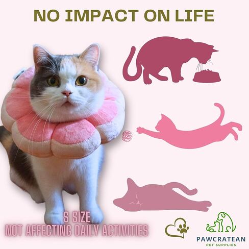 Adjustable Flower-Shaped Soft Recovery Collar for Cats and Small Dogs Only, Comfortable Protective Neck Pillow, Pink, Small in Saudi Arabia
