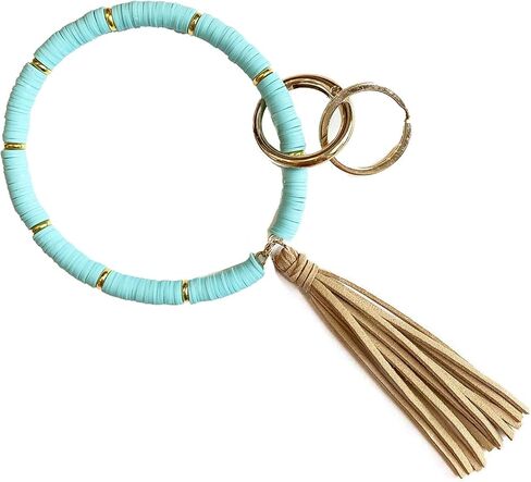 Boho keychain Rings Wristlet Key Chain Bracelets with Tassel Large Circle Wrist Bangle Keyring Holder Gift for Women in Saudi Arabia