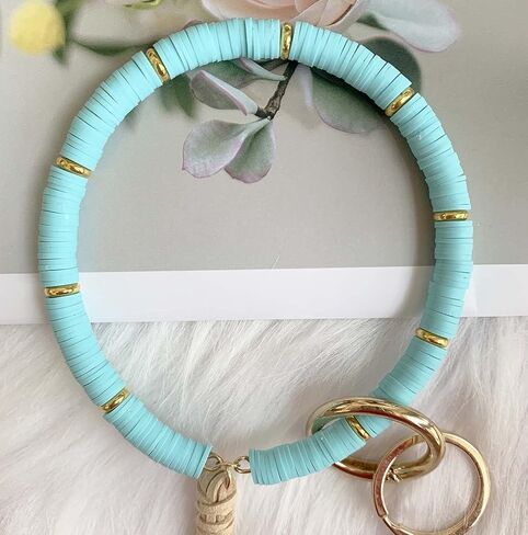 Boho keychain Rings Wristlet Key Chain Bracelets with Tassel Large Circle Wrist Bangle Keyring Holder Gift for Women in Saudi Arabia