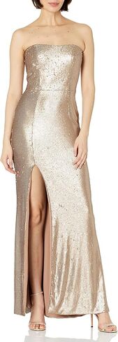 Dress the Population Women's Ellen Strapless Dress Solid Crepe Long Gown W Slit in Saudi Arabia
