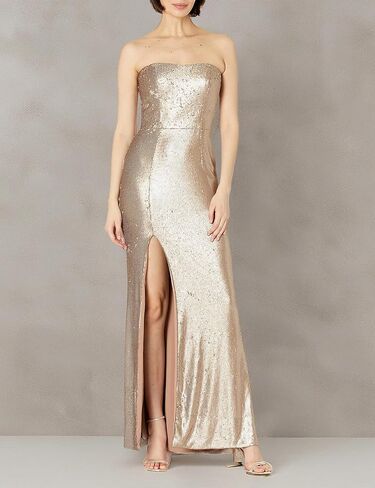 Dress the Population Women's Ellen Strapless Dress Solid Crepe Long Gown W Slit in Saudi Arabia