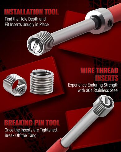150 PC Helicoil Thread Repair Kit, SAE Helicoil Kit with HSS Drill Bits Inserts Taps Break Off Tools, Rethreading Tools in 1/4" 5/16" 3/8" 7/16" 1/2" Sizes in Saudi Arabia
