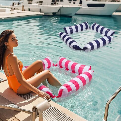 BTSD-home 2 Pack Inflatable Pool Floats Chair with Cup Holders for Adults, 4-in-1 Multi-Purpose Floating Loungers, Summer Pool Lake Beach Party Fun in Kuwait