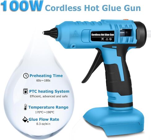 100w Cordless Hot Melt Glue Gun Compatible with Makita 18V Battery, High Temp Electric Power Glue Gun with 20pcs 11x150mm Glue Sticks for Arts Crafts DIY Decor School Home Repair (No Battery) in Saudi Arabia