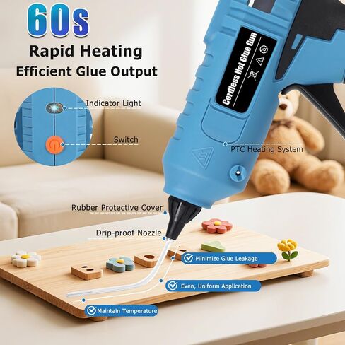 100w Cordless Hot Melt Glue Gun Compatible with Makita 18V Battery, High Temp Electric Power Glue Gun with 20pcs 11x150mm Glue Sticks for Arts Crafts DIY Decor School Home Repair (No Battery) in Saudi Arabia