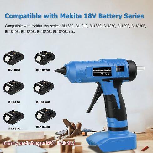 100w Cordless Hot Melt Glue Gun Compatible with Makita 18V Battery, High Temp Electric Power Glue Gun with 20pcs 11x150mm Glue Sticks for Arts Crafts DIY Decor School Home Repair (No Battery) in Saudi Arabia