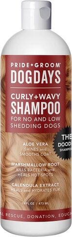 Pride and Groom DogDays Deshedding Dog Shampoo | Fast-Acting Coat Softener & Shedding Control | All-Natural Dog Wash with Essential Oils | Reduces Excess Fur & Dander for Curly & Wavy Coats – 16 oz in Kuwait
