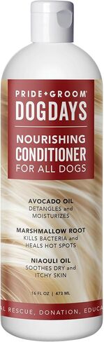 Pride and Groom DogDays Deshedding Dog Shampoo | Fast-Acting Coat Softener & Shedding Control | All-Natural Dog Wash with Essential Oils | Reduces Excess Fur & Dander for Curly & Wavy Coats – 16 oz in Kuwait