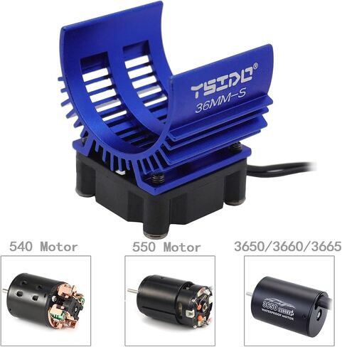 36MM-S Alloy Heat Sink Heatsink with 5-8.4V High Speed Cooling Fan for 1/10 1/12 RC Car 540 550 Brushed Motor F540 3650 3660 Size Brushless Motor Truck Buggy Crawler (Black) in Saudi Arabia