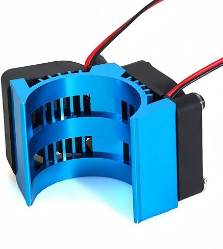 مروحة تبريد محرك مزدوجة 40 مم RC 40-42 مم متوافقة مع 1/7 1/8 ARRMA TRAXXAS RC CAR FIT 4068 4074 4082 4268 4274 Motors (Black) in Kuwait