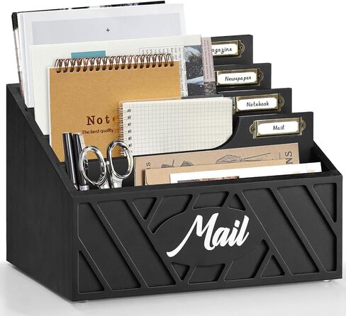 Mail Organizer Countertop, Mail Holder for Wall, Mail Sorter for Office Desk Accessories, Letter Bill Organizer Wall Mounted, Wooden Desk Organizer for Envelope, File Organizer for Office, Home(White) in Saudi Arabia