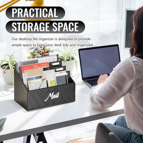 Mail Organizer Countertop, Mail Holder for Wall, Mail Sorter for Office Desk Accessories, Letter Bill Organizer Wall Mounted, Wooden Desk Organizer for Envelope, File Organizer for Office, Home(White) in Saudi Arabia
