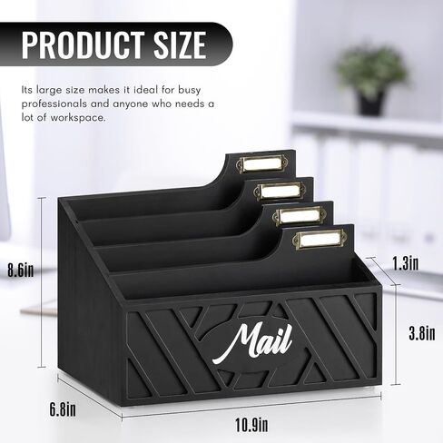 Mail Organizer Countertop, Mail Holder for Wall, Mail Sorter for Office Desk Accessories, Letter Bill Organizer Wall Mounted, Wooden Desk Organizer for Envelope, File Organizer for Office, Home(White) in Saudi Arabia