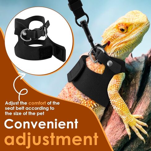 3 Pcs Bearded Dragon Harness and Leash Set, 3 Sizes Adjustable Soft Leather Lizard Harness with Leash, Small Animal Traction Rope Training Walking Vest for Bearded Dragon Lizard Squirrel in Kuwait