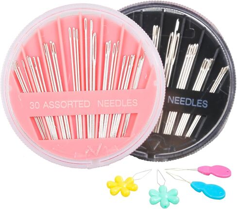 Hekisn 60-Pack Premium Hand Sewing Needles Set, 6 Sizes Embroidery Needles Kit with Threaders, Assorted Large Eye Sewing Needles for Repair, DIY, Art & Craft Projects(Green&Pink) in Kuwait