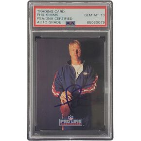 Phil Simms Signed 1991 Pro Line #227 New York Trading Card PSA/DNA Gem MT 10