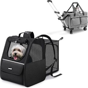 Cat Carrier with Wheels+Cat Backpack Carrier