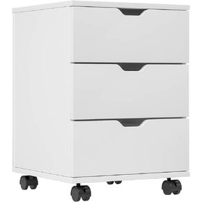 Farini Mobile File Cabinet for Home Office, 3 Drawer Chest Wood, Drawers Unit for Under Desk, Storage Drawers Cabinet White