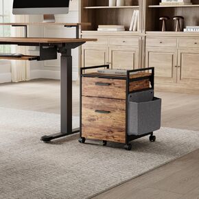 EUREKA ERGONOMIC 2-Drawer Mobile File Cabinet with Wheels, Solid Wood Rolling Storage Cabinet for Home Office, Space-Saving Under Desk Organization with Printer Stand,White