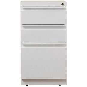 Hirsh 20-inch Deep Metal Mobile Pedestal File 3-Drawer Box/Box/File. White