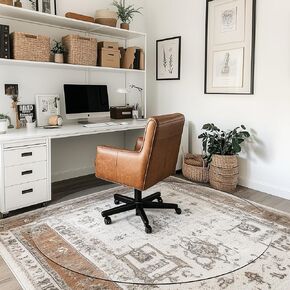حصيرة كرسي المكتب الدائري لسجاد وخشب الصلب ، تم ترقيته 39 "× 39" الاستخدام المزدوج حصيرة كرسي زجاجي مقسى للكرسي ومسند القدم تحت المكتب