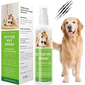 No Chew Spray for Dogs and Cats, Bitter Anti-Chew Dog Deterrent & Training Aid to Stop Chewing, Licking, Marking & Protects Furniture,Indoor & Outdoor Use –5.92 fl oz