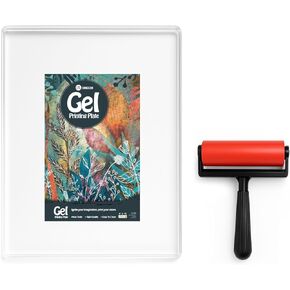 INNOVAYOU 8 * 10inch Gel Plate, Waterproof and Washable Gel Printing Plate with Press Rubber, Suitable for Card Making, Arts and Crafts, Scrapbooking, Diary, Home Decoration