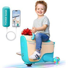 Gyroor Ride-On Toys for Kids Age 4-8,2-in-1 Electric Cars with Storage,3 Adjustable Speeds & Flashing LED Wheels, Rechargeable Battery for Indoor,Outdoor & Airplane Travel