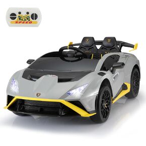 TOBBI Kids Ride on 24V Licensed Lamborghini STO Electric Car for Kids 3-6 Battery Powered Ride on Toys Lambo Sports Car with Remote Control Motorized Drift Vehicle High Speed 10km/h, Gray