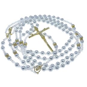 Crystal Pearls Wedding Lasso white Gold Plated/lazo para Boda en perlas Blancas de crystal terminado en tono oro/white Pearls Gold Plated Wedding Lasso/Rosary
