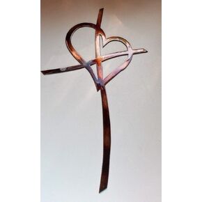 Crossed Heart Cross Metal Wall Art Decor