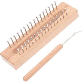 ARTIBETTER Wooden Knitting Loom Square Knitting Board Handmade Knitting Loom Wooden Knitting Looms Set with Hook for Hat Scarf Socks