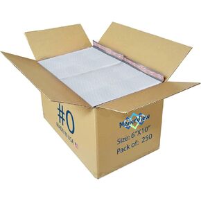 250 Pack USA Made Poly Bubble Mailers (#0) 6x10 Inches Shipping Padded Envelopes Self Seal Tape #0 (Usable size 6 x9)